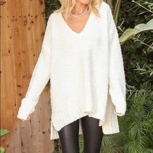 NWT Show Me Your Mumu Hug Me White Fuzzy Knit Sweater